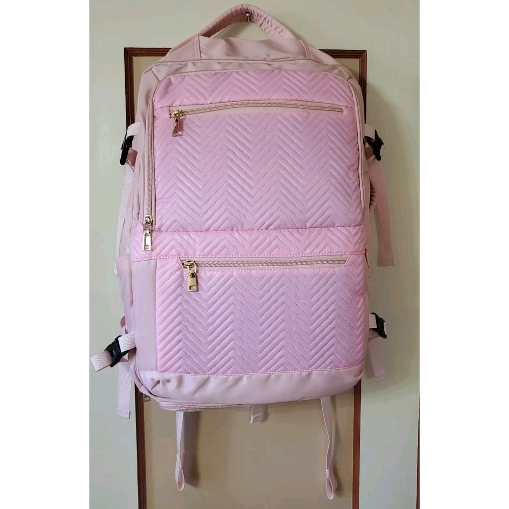 Large capacity travel 18" Expandable backpack, Carry On Bag, pink - Picture 1 of 8